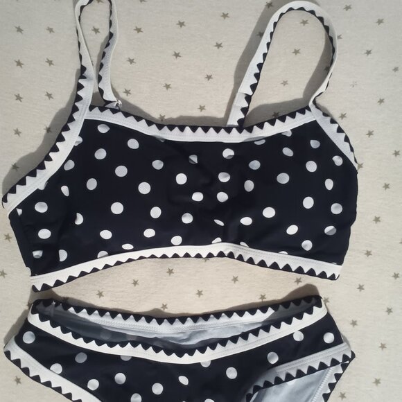 Seaform women's two piece Black Polka dot Bikini L Large - Picture 2 of 5